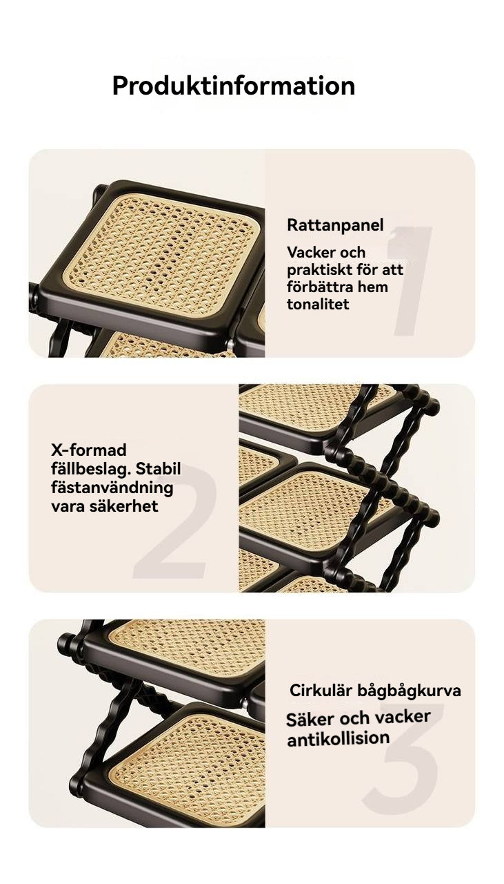 Retro hopfällbart skoskåp med rottingdesign – Stilfull & praktisk förvaring