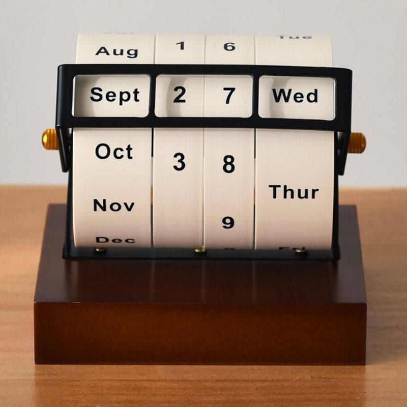 Evig Roterande Kalender – Retro Bordprydnad